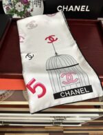 CHANEL 精品仿製字母鳥籠絲巾 真絲90x90 經典配色 優雅自由收藏首選
