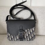 Dior 迪奧A貨 Saddle 老花帆布拼皮斜背包
