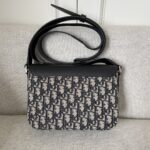 Dior 迪奧A貨 Saddle 老花帆布拼皮斜背包