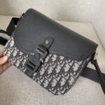 Dior 迪奧A貨 Saddle 老花帆布拼皮斜背包