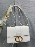 Dior 迪奧高仿 30 Montaigne 白色荔枝皮金扣肩背包
