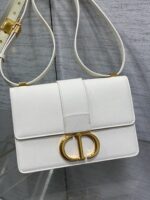 Dior 迪奧高仿 30 Montaigne 白色荔枝皮金扣肩背包