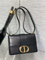 Dior 迪奧高仿 30 Montaigne 黑色滑面牛皮金扣肩背包
