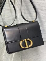 Dior 迪奧高仿 30 Montaigne 黑色滑面牛皮金扣肩背包