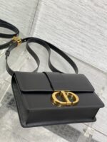 Dior 迪奧高仿 30 Montaigne 黑色滑面牛皮金扣肩背包