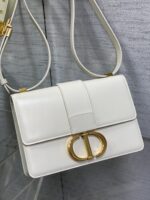 Dior 迪奧一比一 30 Montaigne 白色滑面牛皮金扣肩背包