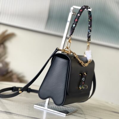 LV M13243 Twist Slim 黑色中號手袋村上隆彩色圖騰精品復刻款