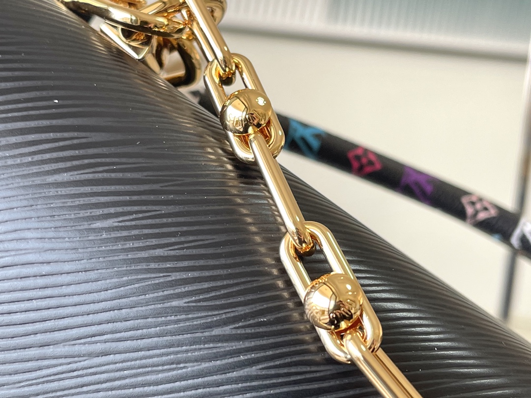 LV M13243 Twist Slim 黑色中號手袋村上隆彩色圖騰精品復刻款