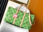 LV M40667A貨Keepall 50旅行袋綠格紋清新風格高爾夫元素設計款