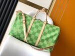 LV M40667A貨Keepall 50旅行袋綠格紋清新風格高爾夫元素設計款