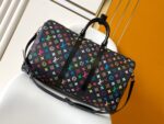 LV M13745 復刻版Keepall 50旅行袋黑彩彩虹塗層村上隆風格潮流設計