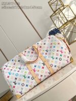 LV M13742 原單Keepall 45旅行袋白彩限量村上隆藝術再版時尚金屬細節款