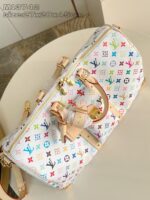 LV M13742 原單Keepall 45旅行袋白彩限量村上隆藝術再版時尚金屬細節款