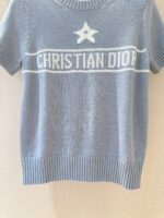 Dior 迪奧原單淺藍色薄針織套頭衫 顯白修身版型 星星Logo時尚百搭款