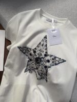 Dior 迪奧高仿 五角星訂珠刺繡短袖T恤 夏季簡約百搭 2025新款優雅上衣