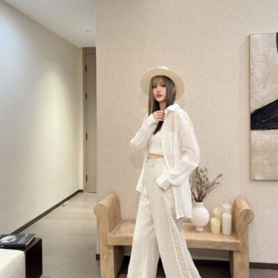 Dior 迪奧一比一 麻棉闊腿褲 夏季寬版顯瘦新款百搭涼感休閒褲
