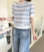 Dior 迪奧原單 冰絲條紋短袖T恤｜2025春夏新品 薄款打底上衣 百搭修身款