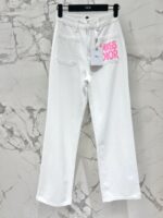 Dior 迪奧原單貨 春夏新款高腰直筒褲 法式字母白色長褲 女生顯瘦百搭款