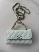 香奈兒 Mini Flap 薄荷綠手提包高仿荔枝皮斜背精品AS3238
