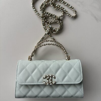 香奈兒 Mini Flap 薄荷綠手提包高仿荔枝皮斜背精品AS3238