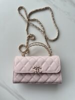 香奈兒 Mini Flap 粉霧手提包高仿精品荔枝皮斜背包AS3238
