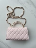 香奈兒 Mini Flap 粉霧手提包高仿精品荔枝皮斜背包AS3238