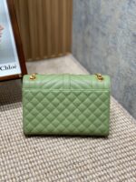 YSL原單淺綠格菱郵差包清新氣質鏈條翻蓋手袋2025輕奢女款392739