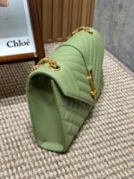 YSL原單淺綠格菱郵差包清新氣質鏈條翻蓋手袋2025輕奢女款392739