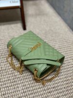 YSL原單淺綠格菱郵差包清新氣質鏈條翻蓋手袋2025輕奢女款392739