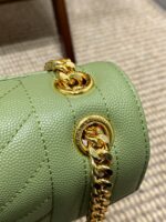 YSL原單淺綠格菱郵差包清新氣質鏈條翻蓋手袋2025輕奢女款392739