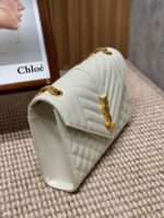 YSL精品仿製白色格菱郵差包鏈條肩帶輕奢翻蓋時尚百搭女包392739