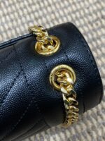 YSL頂級原單黑色格菱郵差包鏈條翻蓋設計百搭通勤輕奢風392739