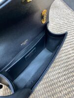 YSL頂級原單黑色格菱郵差包鏈條翻蓋設計百搭通勤輕奢風392739