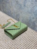 YSL高仿淺綠球紋小信封包金扣鏈條翻蓋設計質感輕奢百搭款92739