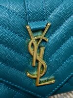 YSL頂級原單孔雀綠信封包新款球紋牛皮鏈條設計金色Logo優雅女用包392745