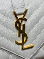 YSL原單白色球紋小信封包新款真皮絎縫鏈條肩背優雅百搭氣質女包392745