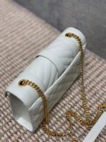 YSL原單白色球紋小信封包新款真皮絎縫鏈條肩背優雅百搭氣質女包392745