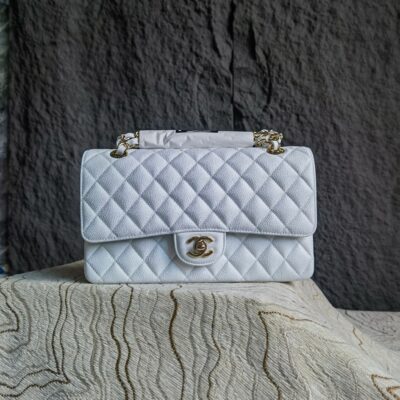 Chanel頂級原單純白CF手提包25.5cm輕奢高級感細膩Hass皮時尚必收AS1112