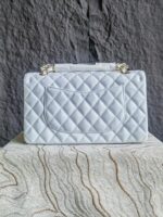 Chanel頂級原單純白CF手提包25.5cm輕奢高級感細膩Hass皮時尚必收AS1112