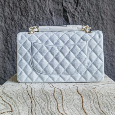 Chanel頂級原單純白CF手提包25.5cm輕奢高級感細膩Hass皮時尚必收AS1112