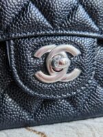 Chanel復刻版黑銀CF手提包25.5cm精鋼五金三角側面設計Haas皮時尚AS1112