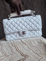 Chanel原單純白CF手提包銀扣25.5cm頂級Hass皮質感滿分經典百搭風AS1112