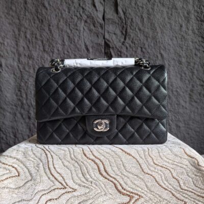 Chanel精品仿製黑銀CF手提包23/25.5cm無車邊純原工藝立體三角剪裁AS1113