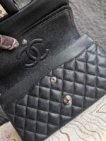 Chanel精品仿製黑銀CF手提包23/25.5cm無車邊純原工藝立體三角剪裁AS1113