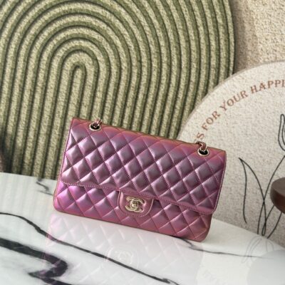 Chanel 炫彩紫CF鏈條包 25cm 珠光新色 一比一精品仿製 A1112
