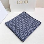 Dior復刻版絲巾羊絨混真絲灰藍色優雅氣質多用途披肩圍巾