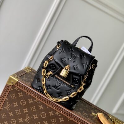 LV M13389 高仿精品黑色Coussin迷你後背包 Monogram皮革雙肩包