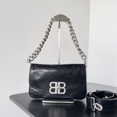 Balenciaga復刻版BB Soft小號手袋黑色百搭設計 可斜背腋下 超柔質感小牛皮