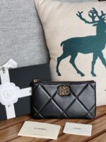 CHANEL原單19系列小羊皮手拿包極簡時尚便攜設計氣質輕奢隨身包