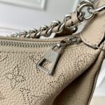 LV M22820 高仿灰色Baïa小號手袋 穿孔牛皮半月包